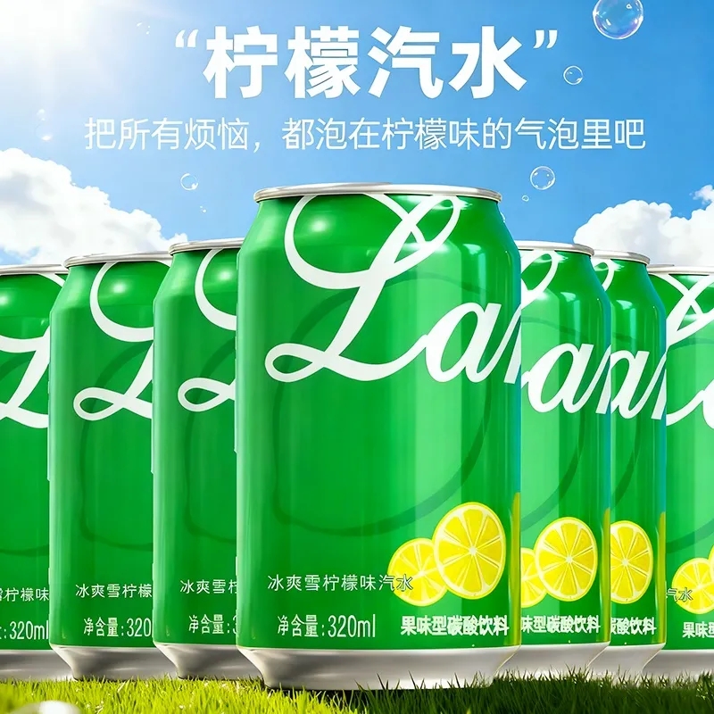 【8罐】柠檬味汽水320ml整箱装解馋解腻无糖气泡水碳酸饮料整箱发