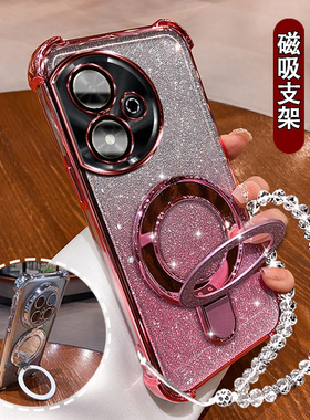 适用荣耀畅玩50新款手机壳畅玩50闪粉磁吸支架JDY-AN00防摔保护套Honor畅玩50C软壳畅玩50镜头膜全包硅胶潮女