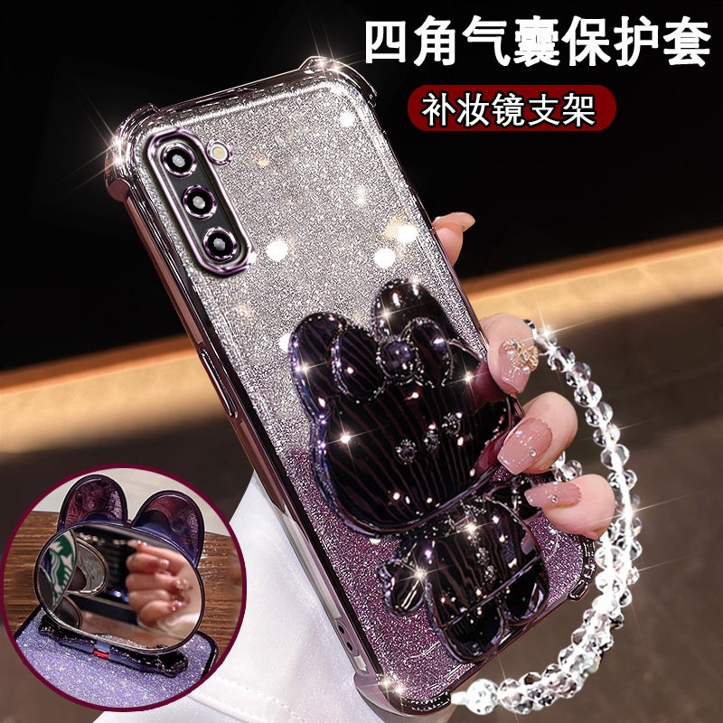 三星Note10手机壳可爱兔支架镜子