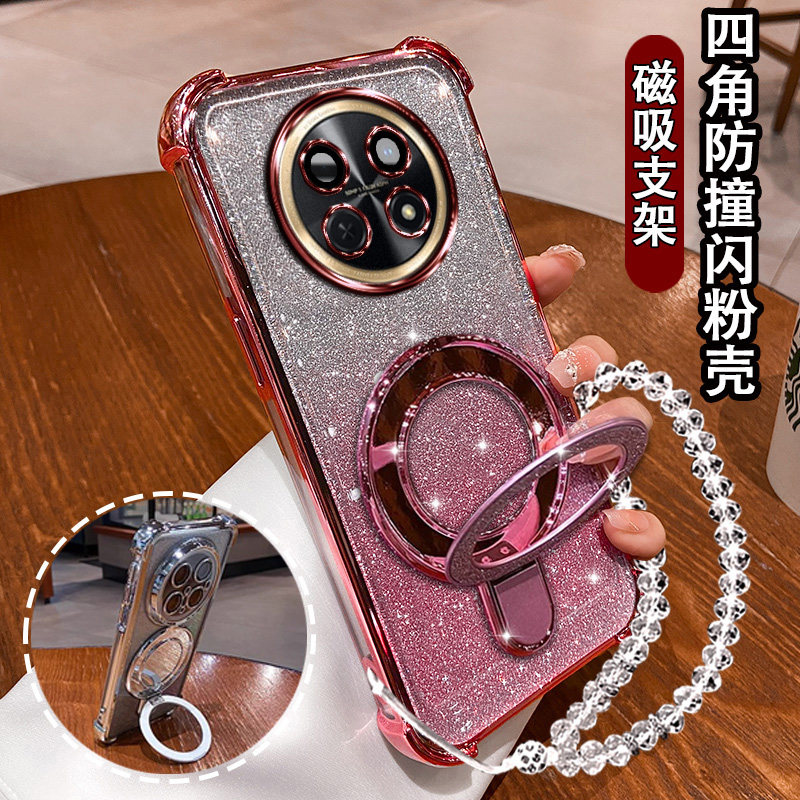适用华为畅享90proMax手机壳新款气囊闪粉CHZ-AL00轻奢高档磁吸支架畅享90proMax全包镜头膜网红防摔硅胶软壳