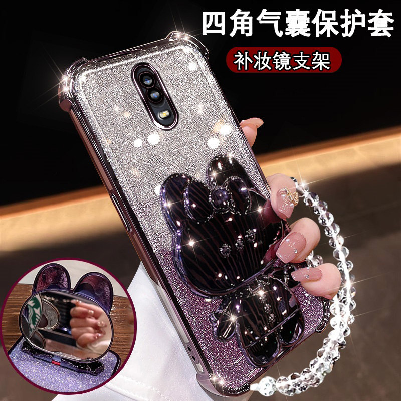 OPPOR17新款手机壳PBEM00镜头膜全包oppor17防摔软硅胶oopoR17t网红可爱兔子镜子支架0pp0r17保护套r17新年版