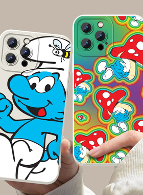蓝精灵手机壳苹果16华为mate60卡通iPhone15promax周边OPPO联名vivo可爱Smurfs潮牌14一加13动画pura70高级感