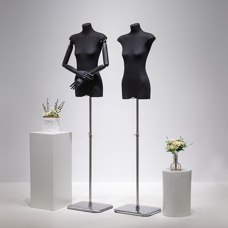 服装店黑色扁身模特道具女半身橱窗韩版平胸假人偶模型人台展示架