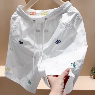 休闲五分速干裤 男款 欧货宽松直筒沙滩裤 短裤 子男彩色刺绣轻薄 夏装