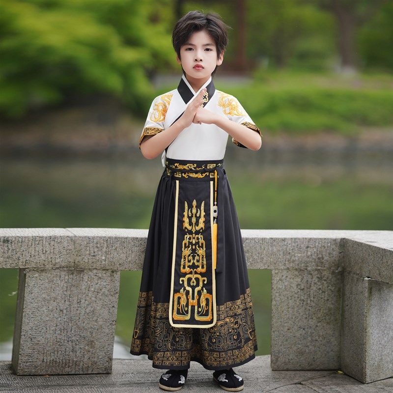 六一男童汉服夏装古装儿童小男孩侠客薄款短袖帅气中国古风演出服