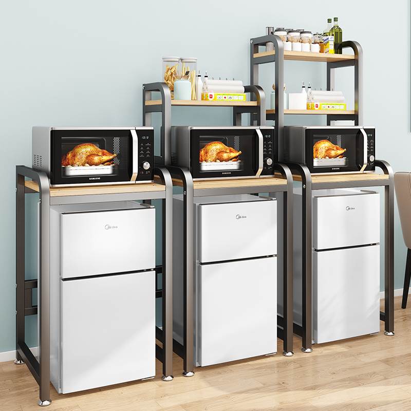 厨房冰箱架子置物架n落地多层冰柜上方顶部空间微波炉多功能收纳