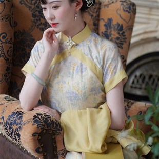 【念微】古法旗袍2024新款春季年轻款民国风美玲襟祺袍优雅连衣裙