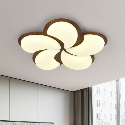 奶油风主卧灯木纹花朵房间灯现代简约温馨网红风车儿童卧室吸顶灯