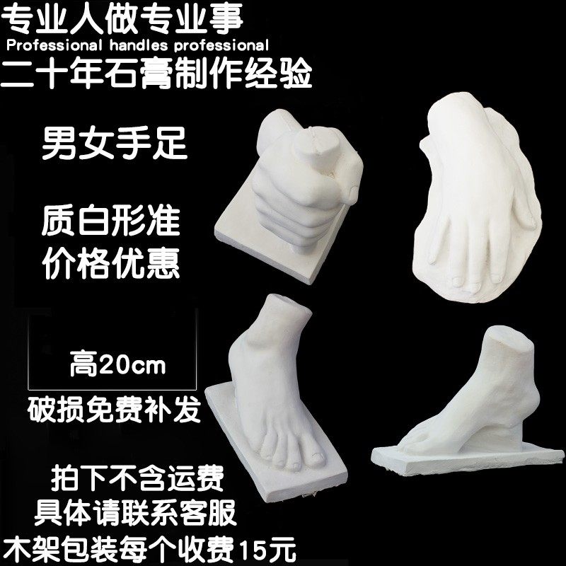 男女手足石膏像手脚四件套石膏教具美术素描绘画写生静物用具摆件