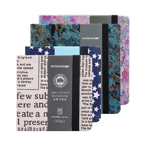 遵爵全棉水彩本300g风琴本布艺折叠手账本细纹中粗便携式水彩画本