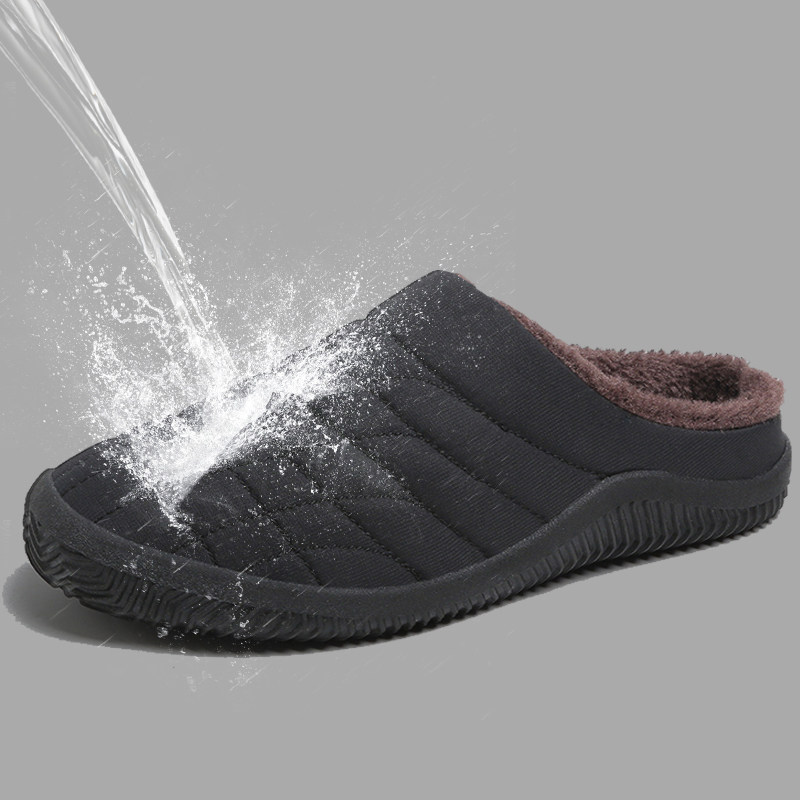 老年人大码棉拖鞋男46 47男士居家休闲包头半拖鞋爷爷无后跟棉鞋
