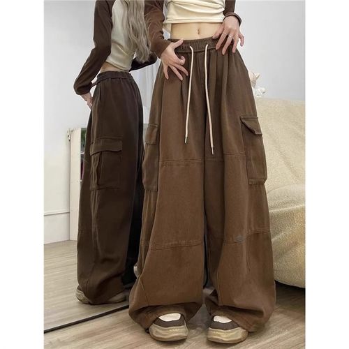 特大码300斤工装阔腿裤男女夏季设计感美式复古薄款宽松直筒休闲2