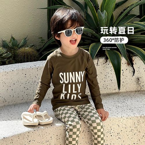 男童泳衣儿童游泳衣2025夏季新款男孩分体长袖泳装防晒速干潜水服