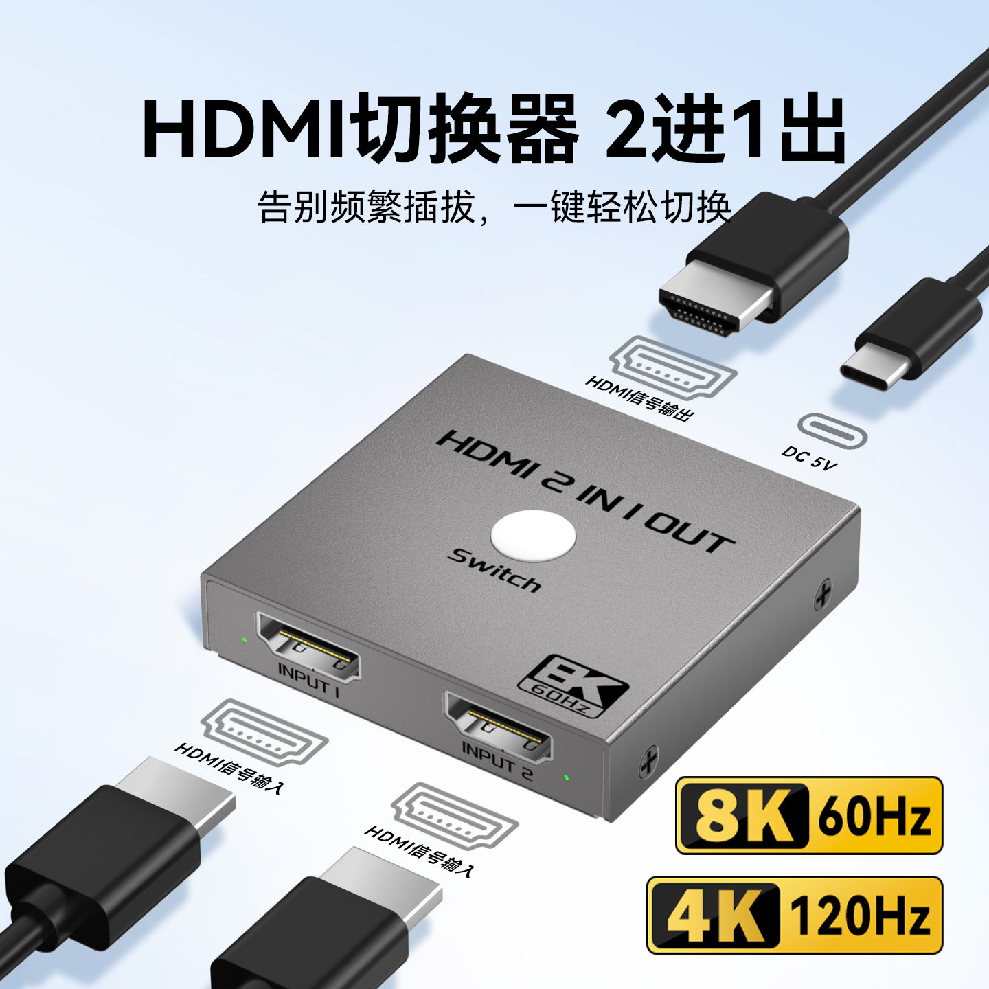 hdmi切换器2进1出4K@120HZ图片