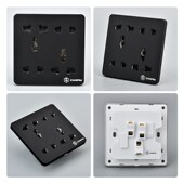 国际通用十孔插座86型暗装 黑色10孔六孔七孔八孔多孔开关电源面板
