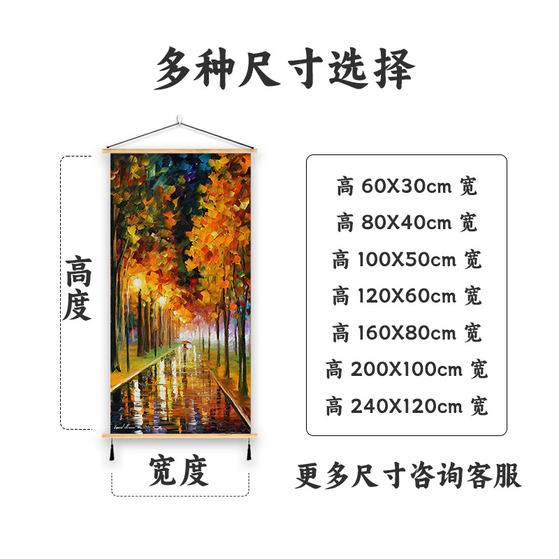 风景挂画油画客厅玄关卧室雨夜阿夫列莫夫布艺欧式装饰画艺术墙画图片