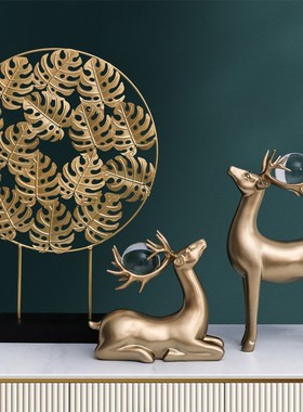 创意麋鹿屏风搭配装饰艺术品家居玄关电视剧柜装饰品亲友结婚送礼