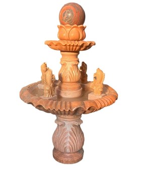 大理石别墅喷泉晚霞红风水球跌水水钵J石雕装饰欧式流水雕塑造景