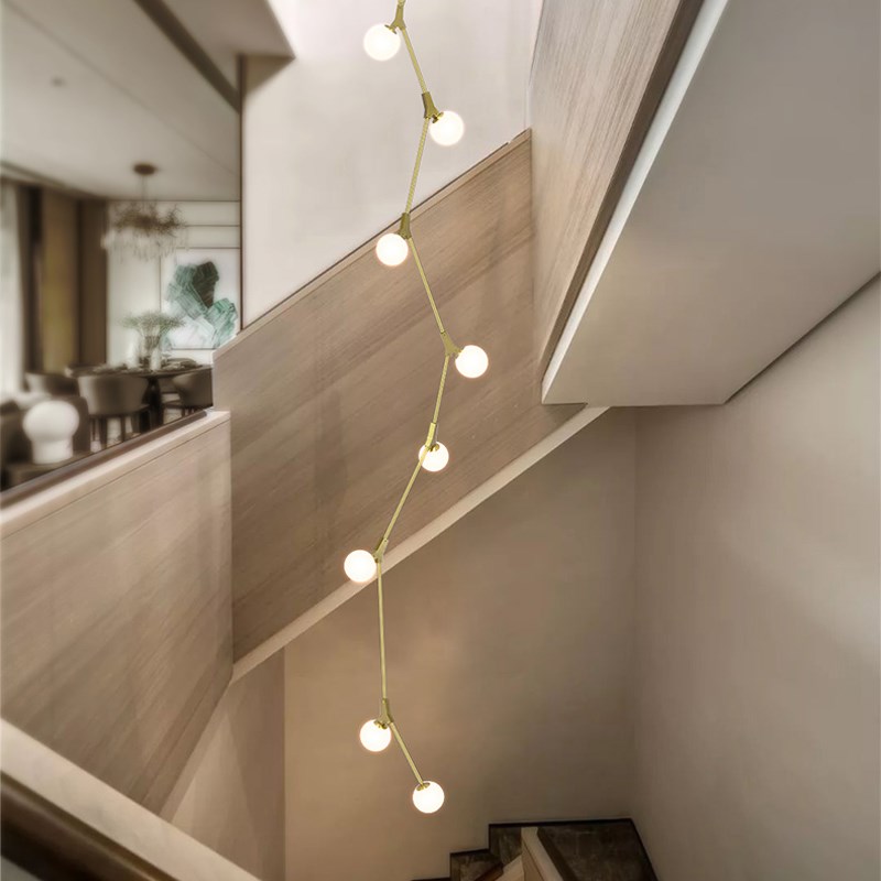 楼梯灯长吊灯极简现代旋转楼梯间别墅阁楼斜顶房简约楼梯专用吊灯