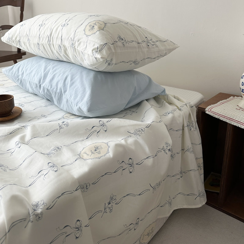 法式田园蓝色小碎花纯棉床包床单单件保护套全棉纯棉宿舍床罩少女,床上用品,床单,淘宝优惠券,粉丝福利购,淘宝优惠卷