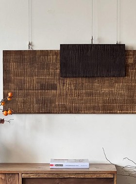 侘寂风装饰画实木雕刻现代书房茶室玄关民宿客栈办公室背景墙潮挂