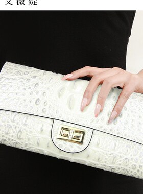 高端女式真皮手包女式手包2025新款白色优雅手包旗袍连锁晚宴