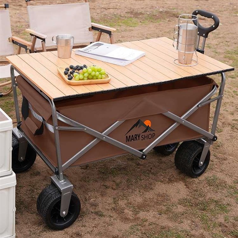户外露营推车野餐小拖车可折叠便携野营超大营地车野外手拉车桌板