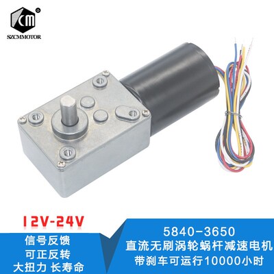 5840-3650i直流无刷涡轮蜗杆减速电机 12V24V无刷电机自锁刹车电