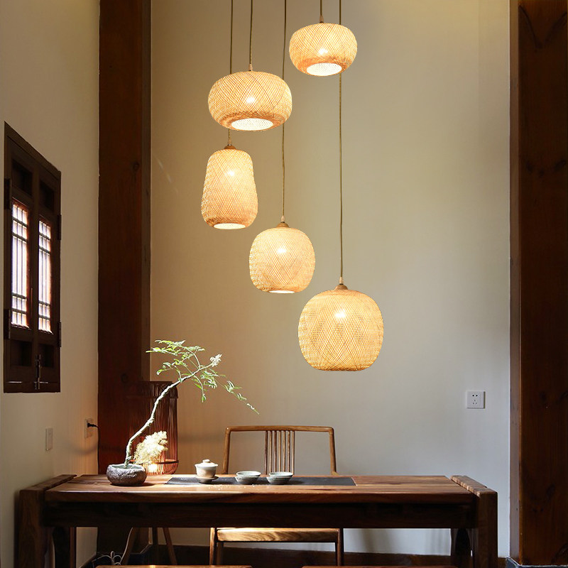 新中式禅意茶室民宿装饰餐厅火锅店楼梯竹艺竹编灯笼中国风 吊灯,家装灯饰光源,客厅吊灯,淘宝优惠券,粉丝福利购,淘宝优惠卷