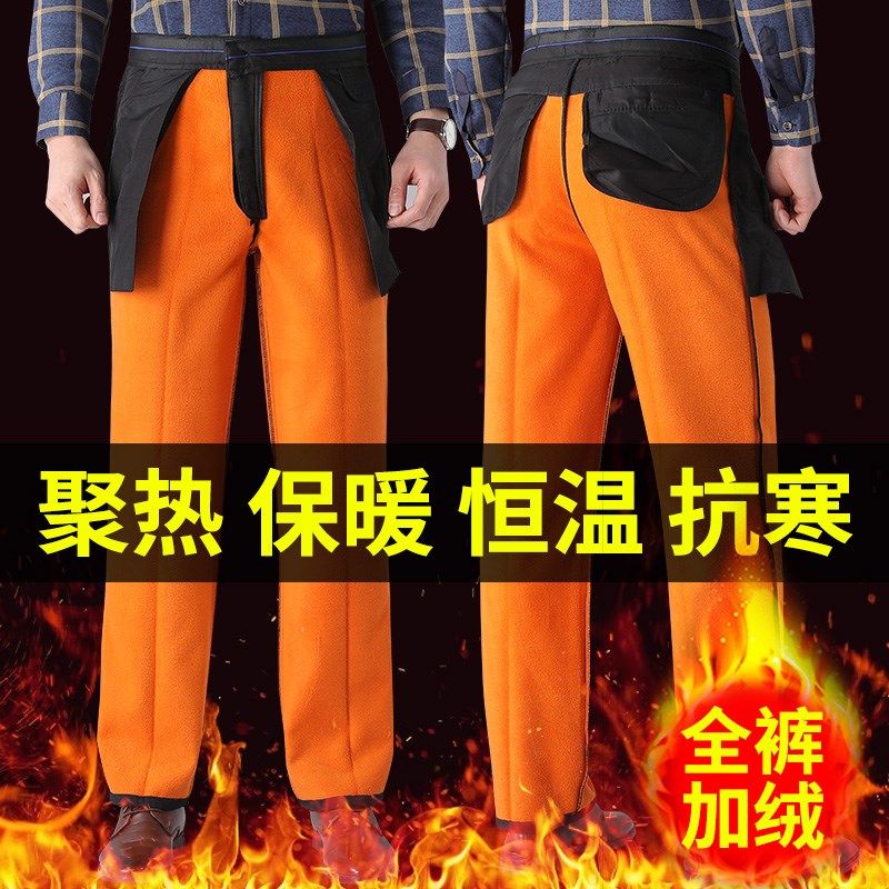 爸爸裤子冬款休闲裤加绒加厚外穿保暖裤中老年西装裤老人爷爷男裤