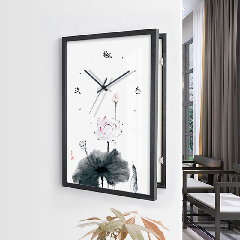 起贝新中式电表箱装饰画时钟带钟表遮挡配电箱挂钟挂画竖版免打孔,家居饰品,现代装饰画,淘宝优惠券,粉丝福利购,淘宝优惠卷