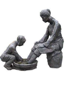 给母亲洗脚孝道文化公园摆放玻璃钢制作铜雕人物户外广场小品雕塑