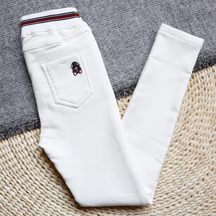 新款白色打底裤女外穿冬季加绒黑裤高腰紧身显瘦铅笔小脚春秋裤子
