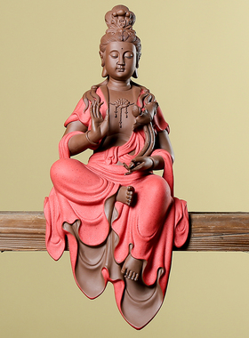 大号自在观音佛像陶瓷手工艺品中式禅意家居供奉家用玄关披坐摆件