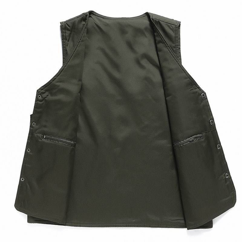 爸爸工装马甲男夏季薄中老年马夹外套多口袋老人上衣爷爷钓鱼背心