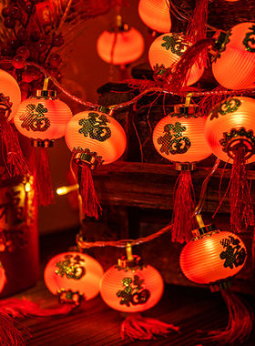 春节过年装饰灯龙年彩灯福字红灯笼挂饰LED灯串新年新款2024花灯