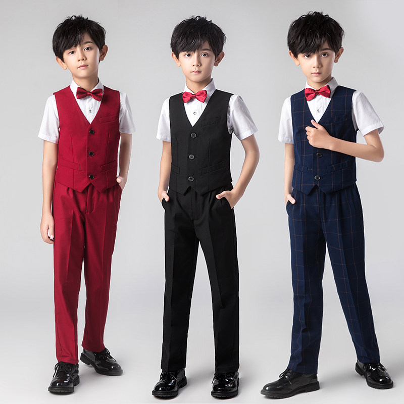 儿童礼服西装男童小主持人男孩花童走秀套装小男生钢琴演出服夏季