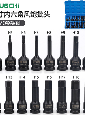 1/2寸气动内六角旋具套筒H4-H19组套装批头旋具套筒大飞棘轮扳手