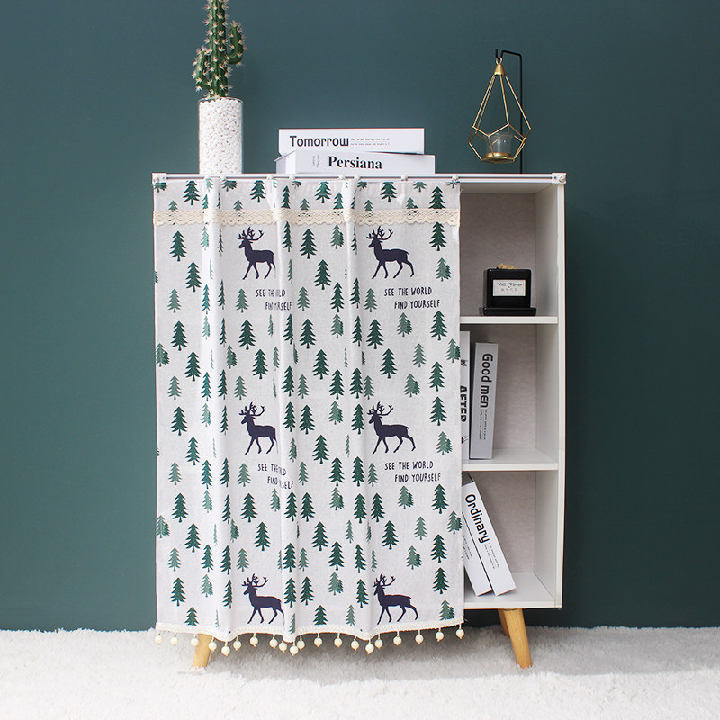 鞋架自粘式遮挡帘可移动衣柜遮丑帘厨房橱柜防尘帘柜子轨道式拉帘