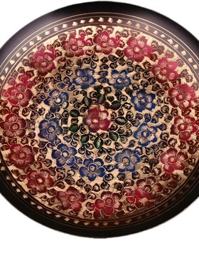 巴基斯坦手工漆彩挂盘装饰盘仿古居家玄关铜盘子摆件新疆饭店摆盘