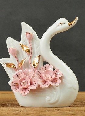天鹅摆件陶瓷装饰品家居电视柜结婚礼物闺蜜送礼工艺品客厅