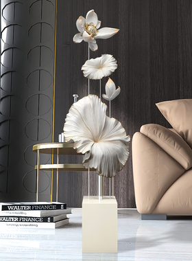 新中式荷叶大型落地摆件客厅电视柜旁边进门玄关装饰品办公室摆设