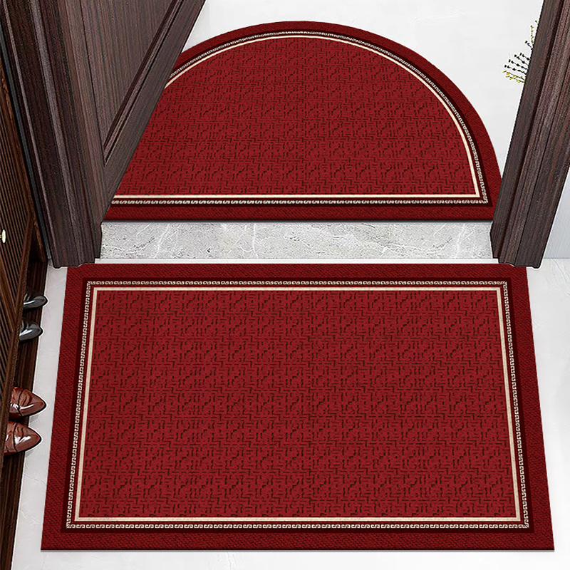 红色新年半圆进门地垫入户门垫丝圈龙年门口门外室外家用喜庆耐脏