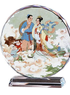牛郎织女摆件水晶工艺品七夕节情人节礼品古代爱情收藏书房装饰品