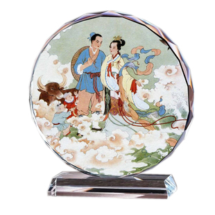 牛郎织女摆件水晶工艺品七夕节情人节礼品古代爱情收藏书房装饰品