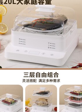 110V电蒸锅家用小型多功能三层智能预约早餐机大容量电蒸箱小家电