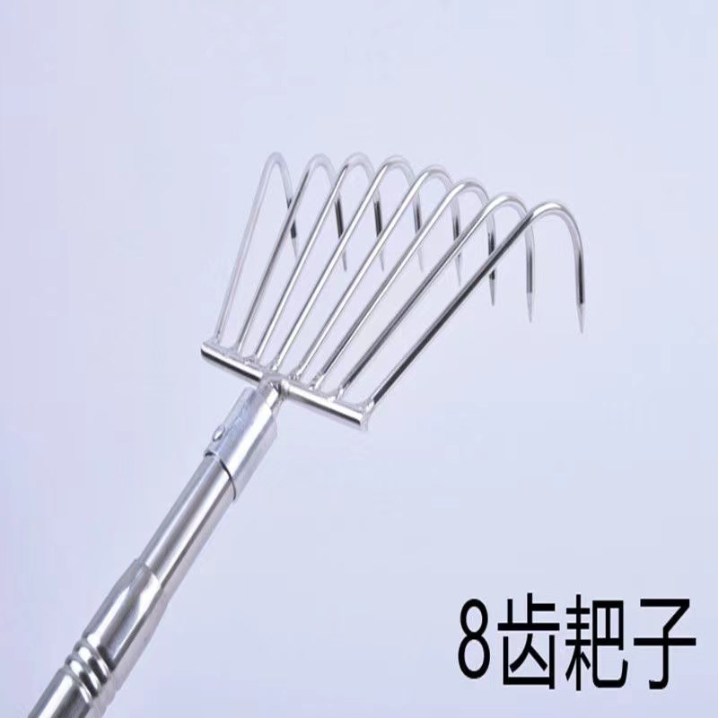 赶海耙子不锈钢制品松土养花26厘米51厘米长度杆搭配园艺耙子工具