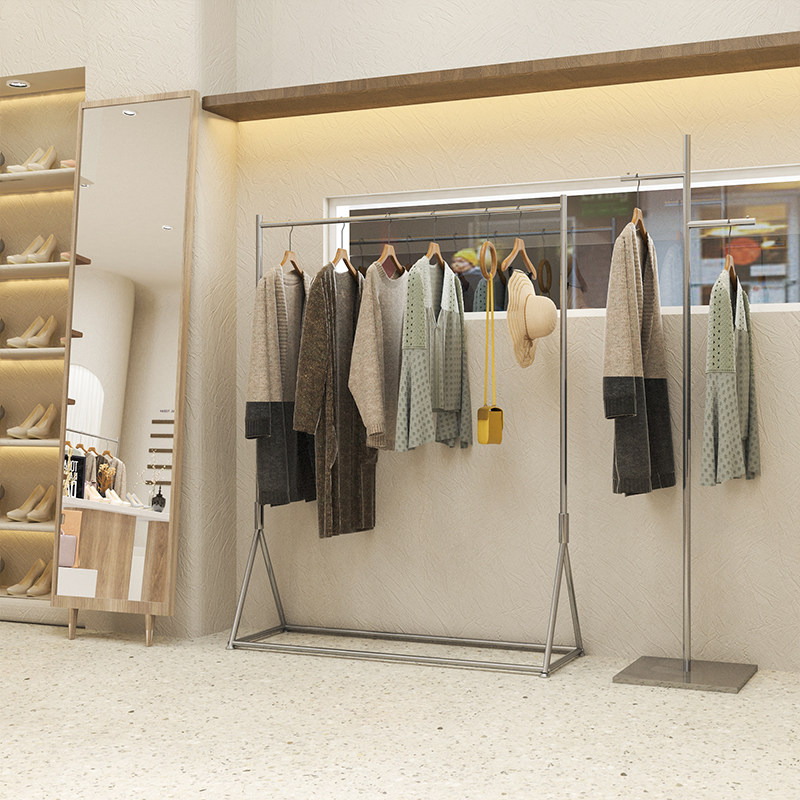 简约落地架不锈钢银色拉丝侧挂展示架服装店女装陈列架加厚货架,商业/办公家具,服装展示架,淘宝优惠券,粉丝福利购,淘宝优惠卷