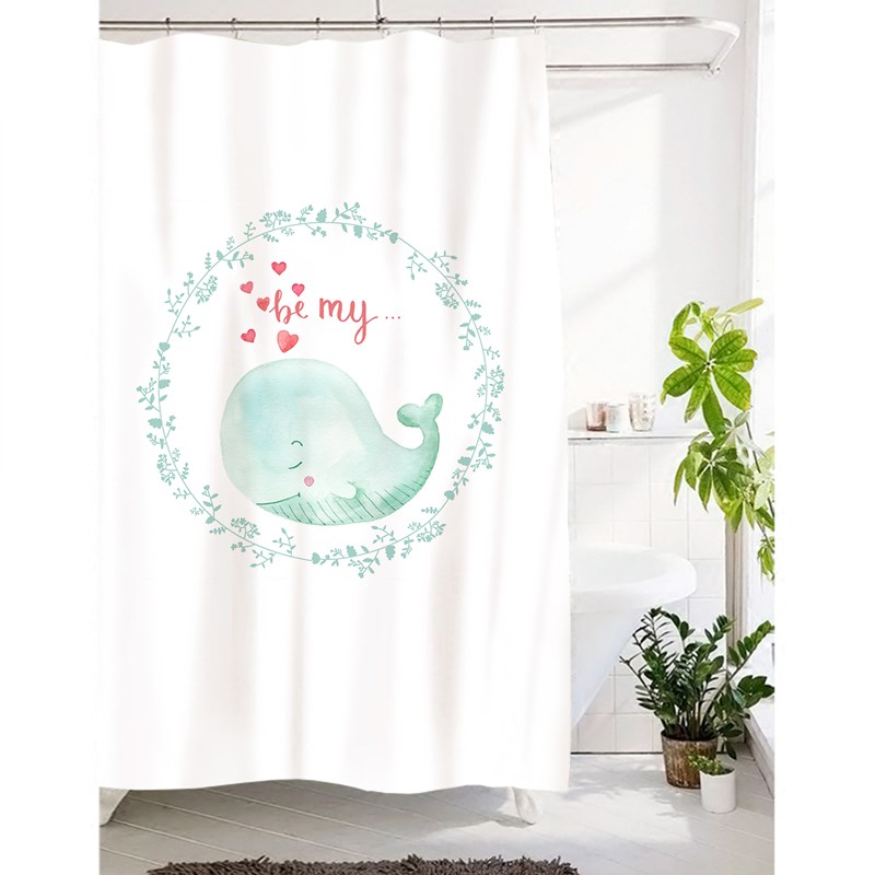 可爱卡通北欧涤纶浴帘定制浴室窗帘卫生间门帘防水加厚防霉隔断帘