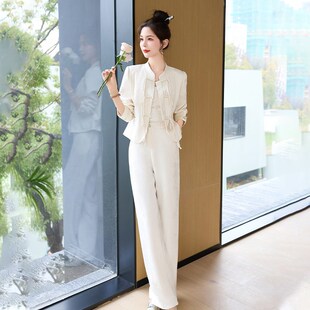 新中式时尚套装女春装2025新款超火国风女装开春穿搭阔腿裤两件套